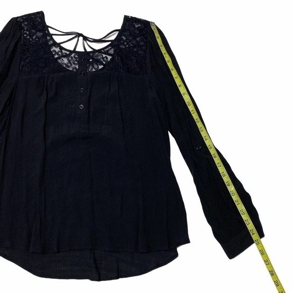 MINE Black Lace Strappy Long Sleeve Blouse - Picture 6 of 9